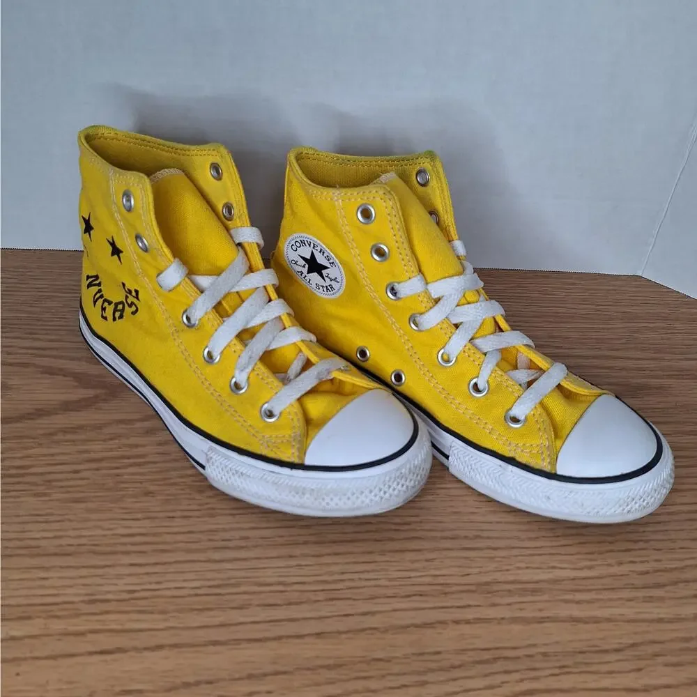 Converse Chuck Taylor All Star Big Logo High Top Sneakers Yellow (Youth Size 2)
